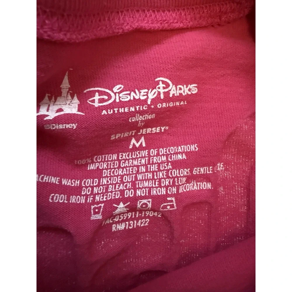 Disney Parks Walt Disney World Spirit Jersey Shirt Hot Pink Silver Glitter sz M - Picture 10 of 10